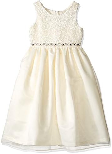 Jayne Copeland Little Girls' Soutache-Organza T Leangth, Ivory, 5