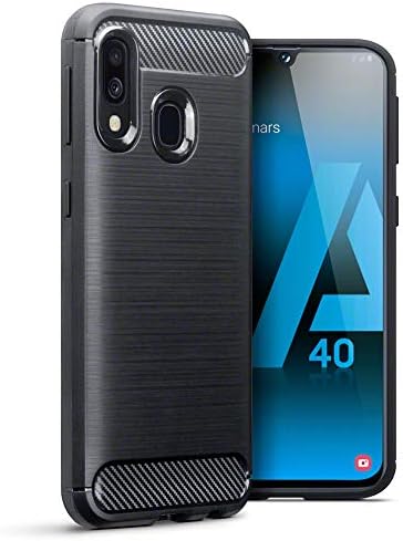 TERRAPIN, Compatible with Samsung Galaxy A40 Case, Carbon Fibre Design Brushed Effect TPU Gel - Black