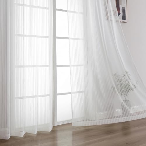 OWENIE Ivory Sheer Curtains