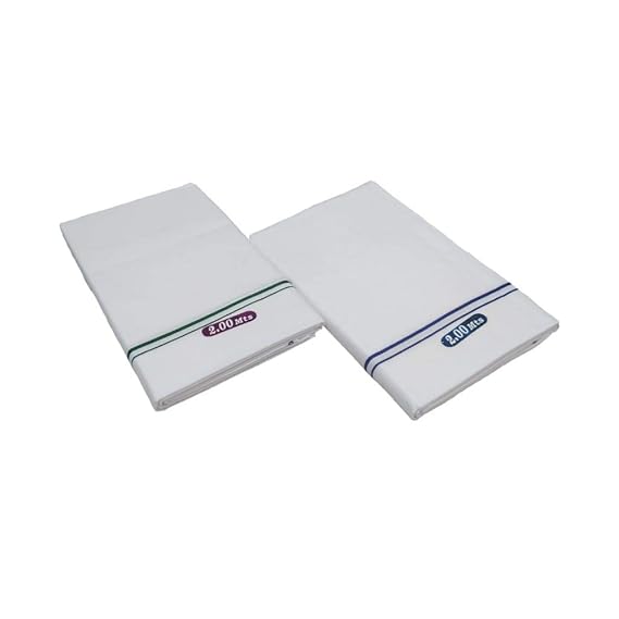 Cotton Cool Men's 100% Pure Cotton Dhoti White Colour 2.00 Mts Single Dhoti's (Pack of 2 Piece)