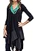 Womens Asymmetrical Casual Feminine Long Sleeve Tunic Shirt Dress (Asian Size XL(US L), Black)