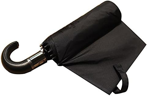 Ruler Co Brands Leather Handle 10 Rib Strong Automatic Umbrellas Wind Resistant Men Black Three Folding Umbrella Rain (ME-YS-283)