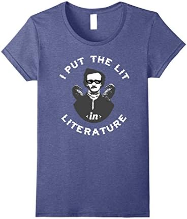 Womens Edgar Allan Poe TShirt - Funny Thug Lit Life Literature Tee Medium Heather Blue