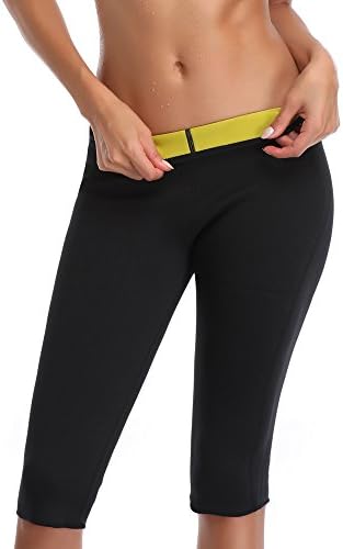 Bolkopess Women's Slimming Neoprene Vest/Pants for Weight Loss, Hot Sweat Body Shaper Thermo Workout Waist Trainer Thigh Belly Fat Burner Sauna Suits Capris Leggings Black