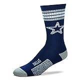 NFL 4 Stripe Deuce Crew Socks Mens-Dallas Cowboys-Size Large(10-13)