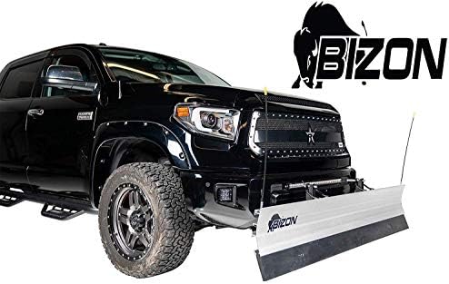 BIZON Aluminum Snow Plow (fits) 2014-2018 Chevy Silverado GMC Sierra 1500 ONLY Includes Blade, Push Bar, Blade Markers, and 2" Hitch Receiver