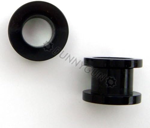 2G Pair Black Acrylic Threaded Tunnel Gauged Plugs 2 Gauge Earrings