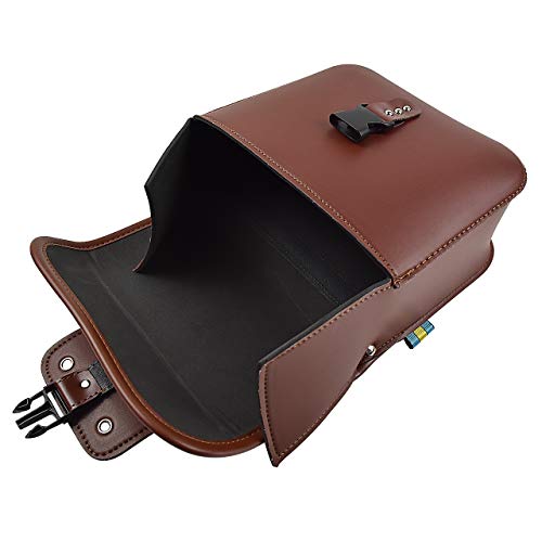 Rebacker Motorcycle Saddle Bag Universal for Harley for Honda for Yamaha Cruiser PU Leather Tool Bag Panniers - Thumbnail 3