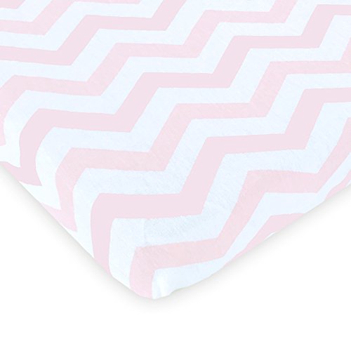 Cradle Sheet Set| 2 Pack Changing Pad Covers For Girls by Cuddly Cubs | 100% Jersey Cotton | Pink Bows & Chevron | Top Quality Nursery Bedding For Baby Girl