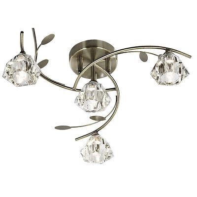 Searchlight Sierra 4 Light Semi Flush Ceiling Antique Brass