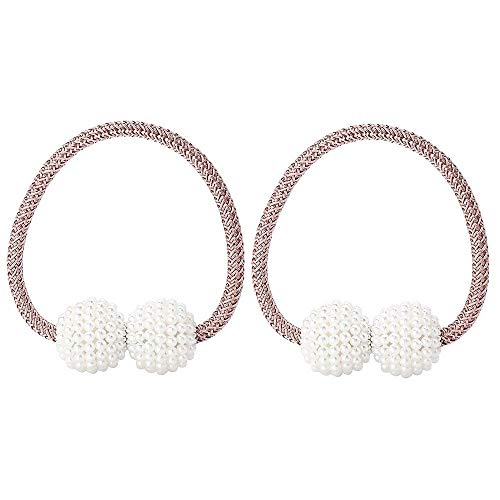 1X Pearl Magnetic Curtain Clip Curtain Holders Buckle Clips Hanging Ball Buckle Tie Back Curtain Accessories Home Decor (Pink)