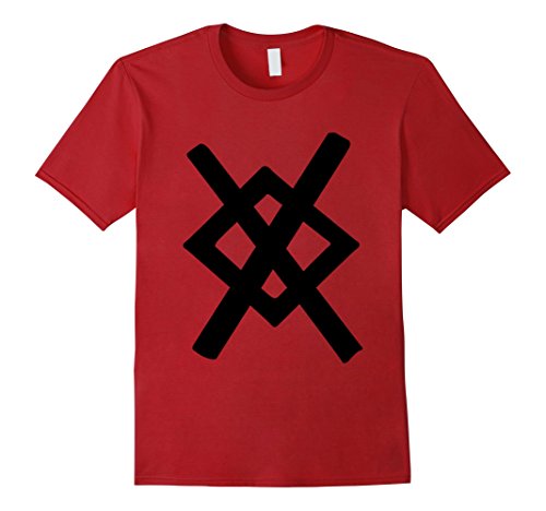 Mens Gungnir Symbol T-Shirt Norse Viking Odin Loki Thor Tee Large Cranberry