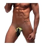 Arjen Kroos Men's Sexy Underwear G-String Thong T-Back (Black)