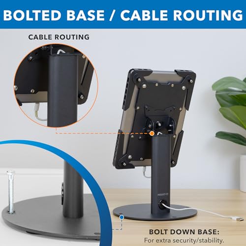 Mount-it! Soporte Universal para Tableta con inclinación, Soporte antirrobo para quiosco POS para iPad, se Adapta a tabletas de tamaño de Pantalla de 9,7" a 13", rotación de 90° para visualización