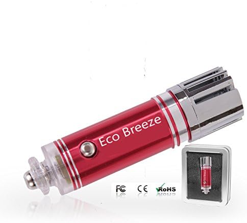 Eco Breeze Car Air Purifier and Ionizer, Air cleaner, Ionic air purifier, Car Air Freshener and Order Eliminator removers cigarettes Smoke, smell and bad odors - Red