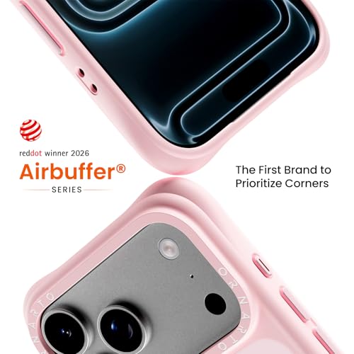 ORNARTO Magnetic for iPhone 17 Pro Case,20FT Military Grade Drop Shockproof Corner Protection,Compatible with MagSafe,Slim Translucent Matte iPhone 17 Pro Cover-Pink