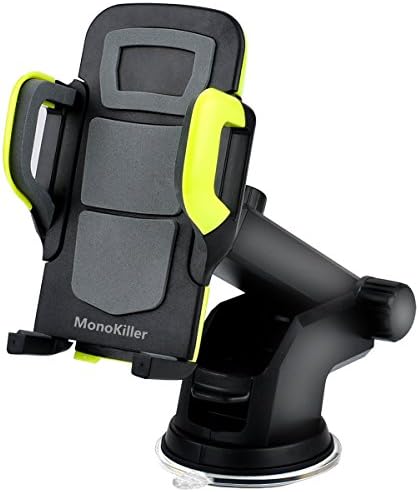 Car Phone Mount Stand, Dashboard/Windshield Cell Phone Holder for Car with Flexible Arm for iPhone X/8/7/7Plus/6/6S/5/SE, Samsung Note 8/Galaxy S9, Sony and other Mobile Smart Phones(Yellow)