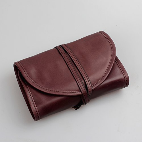 Handmade Genuine Leather Pipe Tobacco Pouch Bag Organize Case Pipe Tool Lighter Holder Pocket for 2 Pipe Vintage Unisex (Dark Brown)