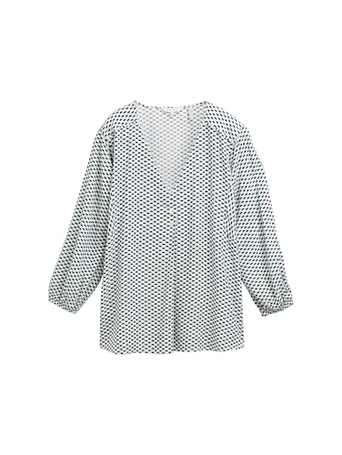 TOM TAILOR Camicetta Donna con Motivo, 38005 - Tile Green White Minimal, 44