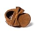 LIVEBOX LIVEBOX Infant Baby Girls and Boys Premium Soft Sole Moccasins Tassels Prewalker Anti-Slip Toddler Shoes (L: 12~18 months, Bow-Coffee)