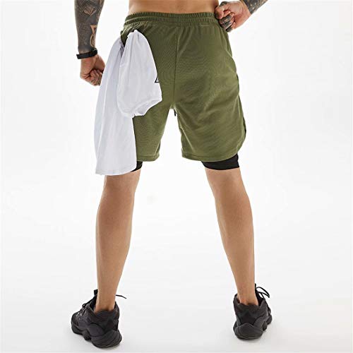 ASKSA Sportshorts voor heren, 2-in-1, hardlopen of sportschool, sneldrogend, ademende trainingsbroek, joggingbroek met… - Image 2