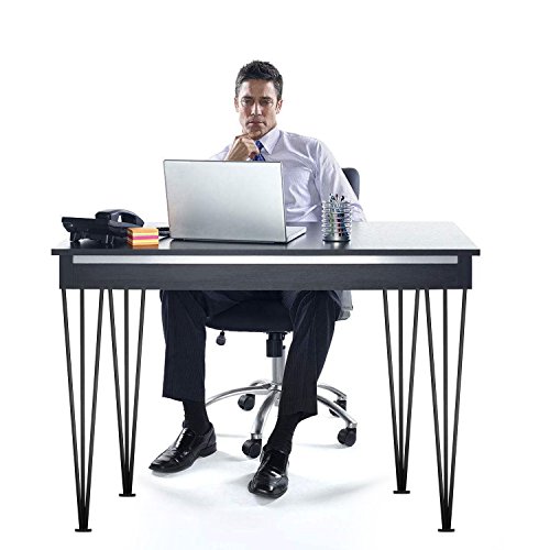 3S 28" Three-Rod Heavy Duty Hairpin Legs 1/2 Set of 4 Table Legs, Satin Black, Metal Legs, Screws Included