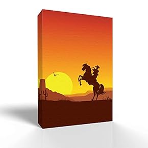 Canvas Wall Art West Cowboy Pictures Home Wall Decorations for Bedroom Living Room Paintings Canvas Prints Framed - 12x18 inches