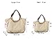 Tom Clovers Unisex Classy Look Canvas Oversized Vintage Hobo Simple Style Top Handle Genuine Leather Tote Handbag Shoulder Weekender Crossbody Bag Begie Large