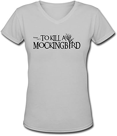 Jiaso Women's 1962 Film To Kill A Mockingbird Logo V-Neck Cotton T Shirt Small DeepHeather