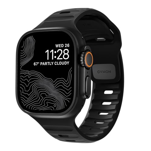 NOMAD Sport Band V2 | Unisex, Sport Loop Watch Band | Fluororubber, Black, 22mm, 42/44/45/49mm, Waterproof