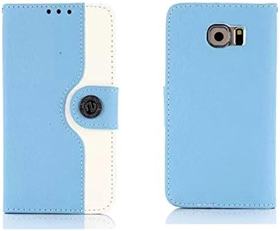 Galaxy S6 Case, Hankuke [Kickstand] Samsung Galaxy S6 PU Leather Wallet Case [Ultra Slim] Premium PU Leather Flip Cover - Flip Case for Samsung Galaxy S6 (blue+white)