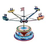 Rocket Ride Chain Carrousel, Metal Circus Winds Up, Tin Toy Collection