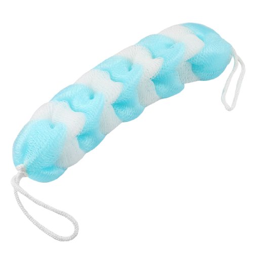 uxcell Back Shoulder Cleaning Meshy Shower Pouf 18.5 Inch Long Blue White