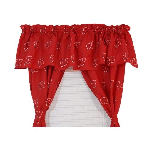 College Covers Wisconsin Badgers 63" Curtain Panels Set with Tiebacks 42" x 63" Team Colors