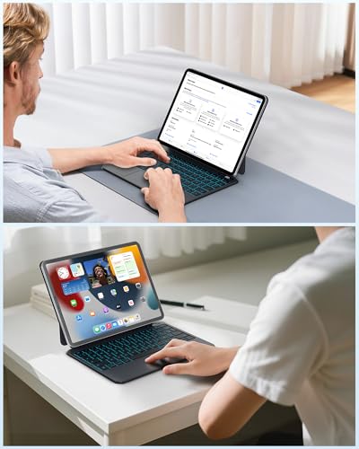 Bettdow Keyboard for iPad Air 11" M4 2026/M3 2025/M2 2024, Spanish Ñ Lightweight Aluminum Alloy Magnetic Floating Design Keyboard with Trackpad for Air 5th/4th 10.9"/iPad Pro 11" 4th/3rd/2nd/1st, Black
