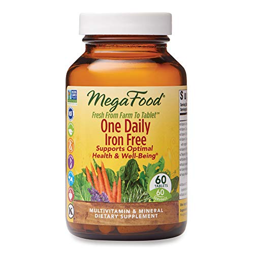 MegaFood, One Daily Iron Free, Supports Optimal Health and Wellbeing, Multivitamin and Mineral Supplement, Gluten Free, Vegetarian, 60 Tablets (60 Servings)