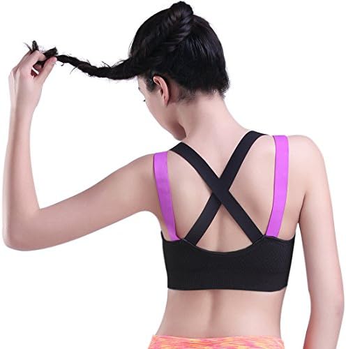 HeartFor Racerback Sports Bras for Women - Padded High Impact Workout ,Pack of 2