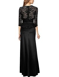 Vestido largo de novia con encaje floral retro de 2 3 mangas Miusol para mujer