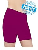 Sexy Basics Women's 3 Pack Spandex Bike Yoga Boxer Brief Boyshort Undershort Tights
