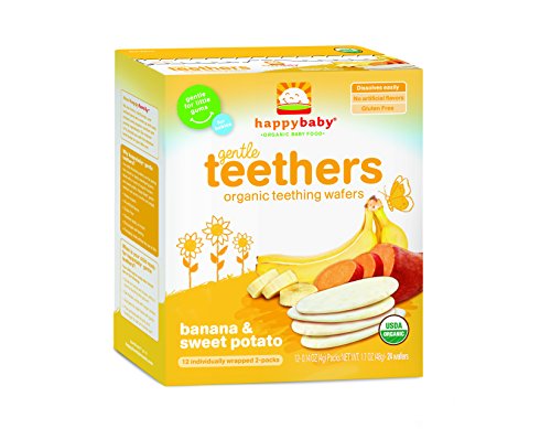 Happy Baby Gentle Teethers, Organic Banana and Sweet Potato Teething Wafers, 1.7 Ounce