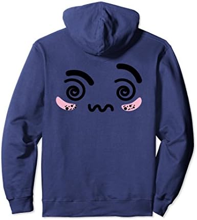 Unisex Cute kawaii face Junior Tops Teen Girls Graphic Hoodie Small Navy