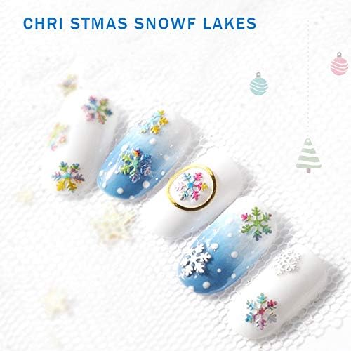 Nrpfell 1ボックス ネイルアート クリスマスのスノーフレーク キラキラ 混合した3dスパンコール ホワイトデザイン マニキュア 装飾 Diyデカール B06ttfkq 296円