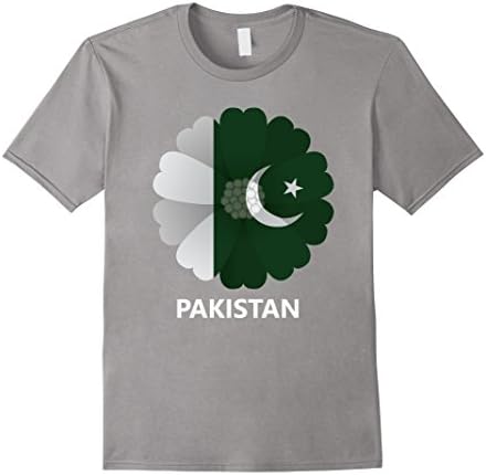 Mens Logiamerch: Pakistan Flag Flower T-Shirt 2XL Slate
