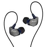 Honstek In-Ear Earbud Headphones X6, Mic Control and Noise Isolating Earphones, iPhone and Android Compatible (gray/blue)