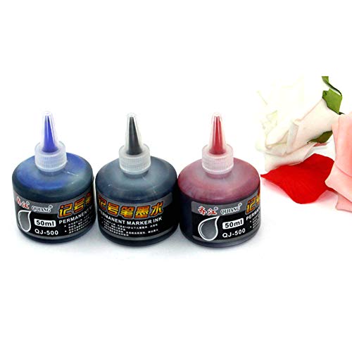 Baost 50ml Permanent Instantly Dry Graffiti Black Blue Red Refill Ink Bottled Fountain Pen Ink for Marker Pens, Quills, and Calligraphy Pens Blue