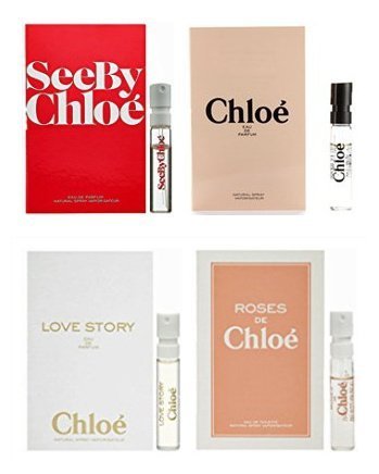 Lot of 4 Roses De Chloe, See By Chloe, L eau De Chloe EDP Spray Sample Vial .04 Oz Each