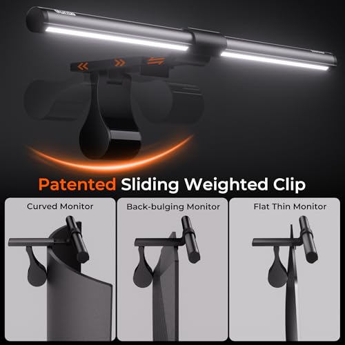 Quntis 40 cm PC Screen Lamp with Remote Control 76 LEDs, Suitable for Curved Screens, Adjustable Brightness and Temperature, Monitor Light Bar Anti-Blue Light Bar for Office Reading Gaming