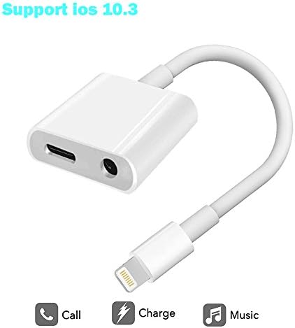 Lightning to 3.5 mm Headphone Jack Adapter, QXPLAZA iPhone 7 / 7 Plus Adapter Charge and Headphone 2 in 1 Compatible with iOS 11 For Charging &amp; listening Music [Upgraded Version]