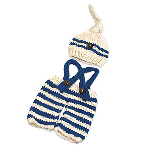 Newborn Photography Props Outfits - Baby Boy/Girl Knitted Stripe Hat Strap Pants Costume Set