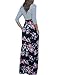 SUNNOE Women's Floral Printed 3/4 Sleeve Striped Scoop Neck High Waist Splice Party Maxi Long Dress (Small, Black Striped)